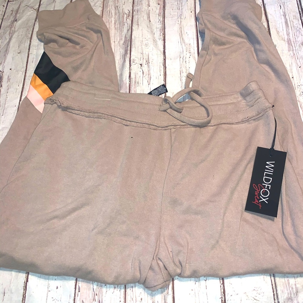 Wildfox tan striped atmosphere jogger XL